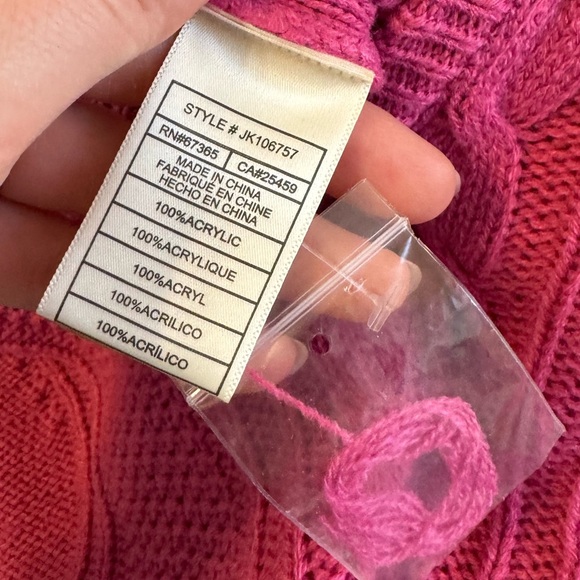 NWT Jack by BB Dakota Dolman Cable Knit V-Neck Sweater in Hot Pink- Size S - Picture 7 of 8